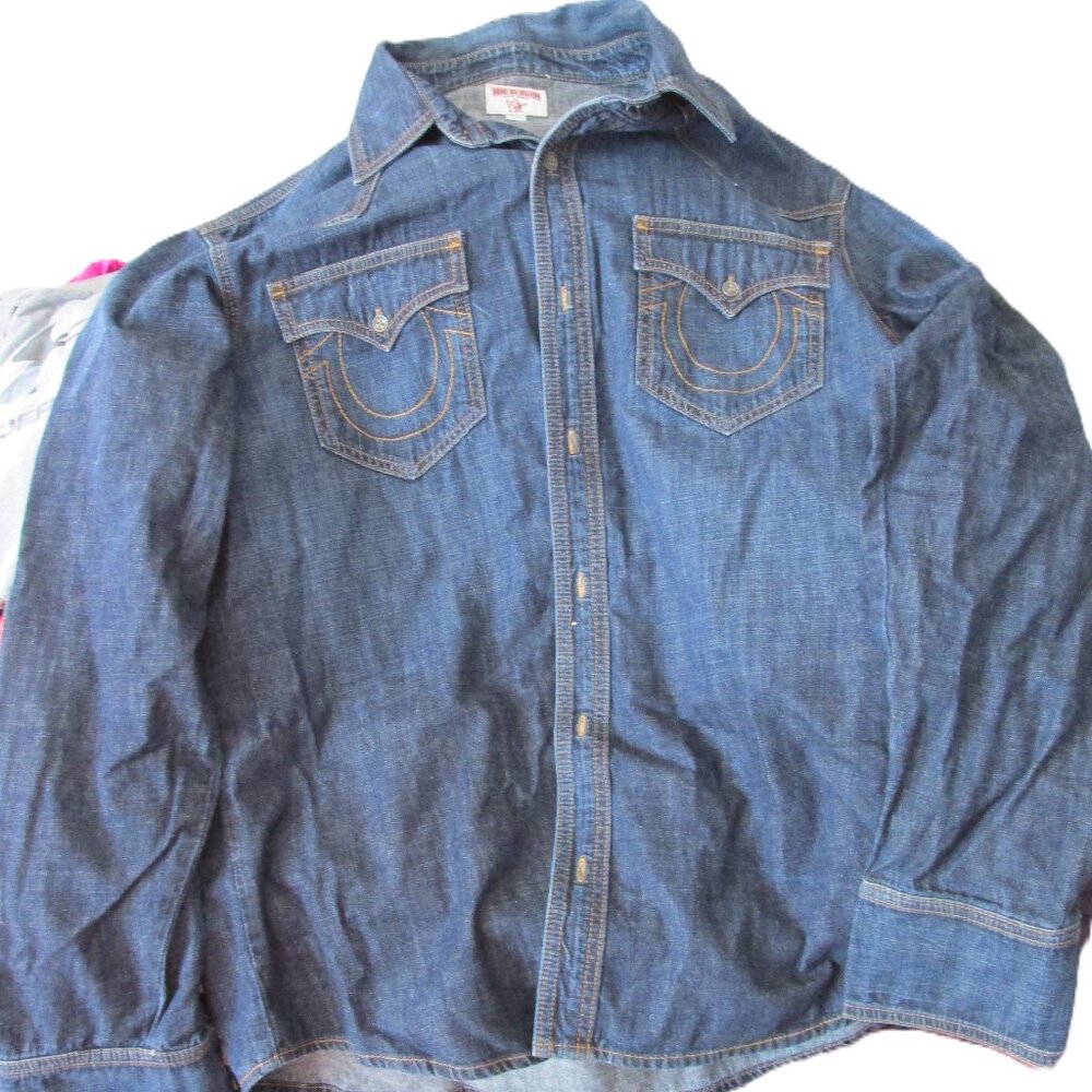 True Religion Jeans Denim Utility Shirt 3XL Womens Western Cowgirl